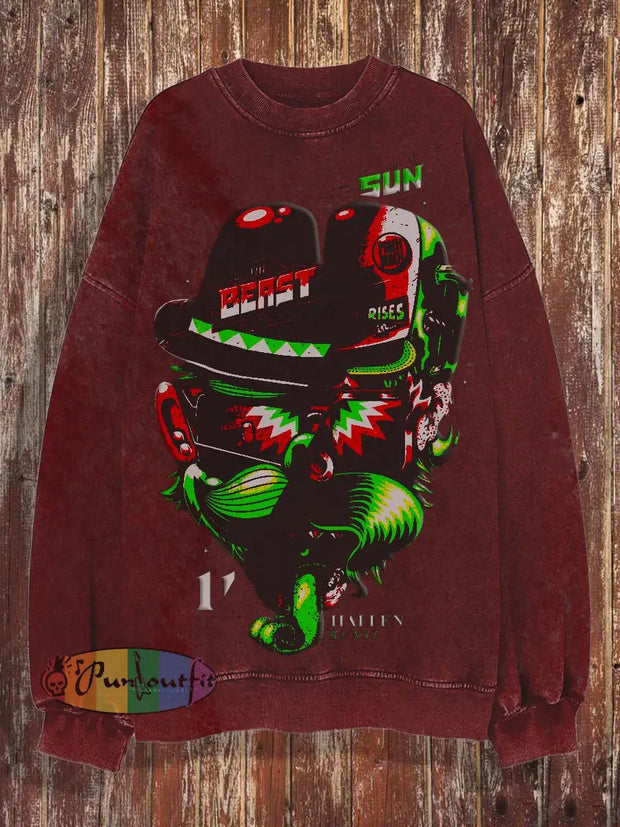 Men’s Printed Crewneck Sweatshirt Brick Red / S