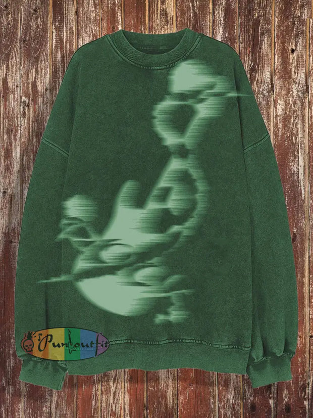 Men’s Printed Crewneck Sweatshirt Dark Green / S