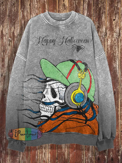 Men’s Printed Crewneck Sweatshirt Gradient Gray / S