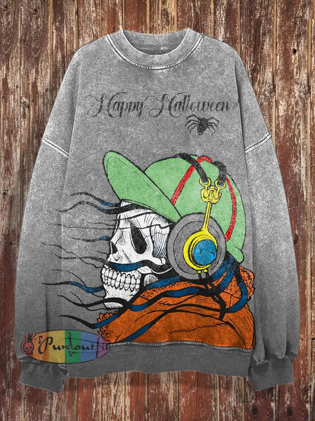 Men’s Printed Crewneck Sweatshirt Gradient Gray / S