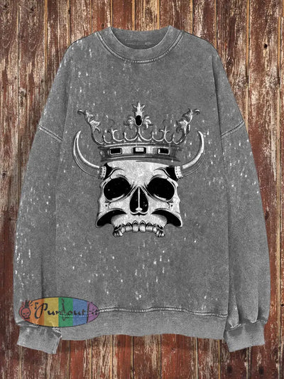 Men’s Printed Crewneck Sweatshirt Gray / S