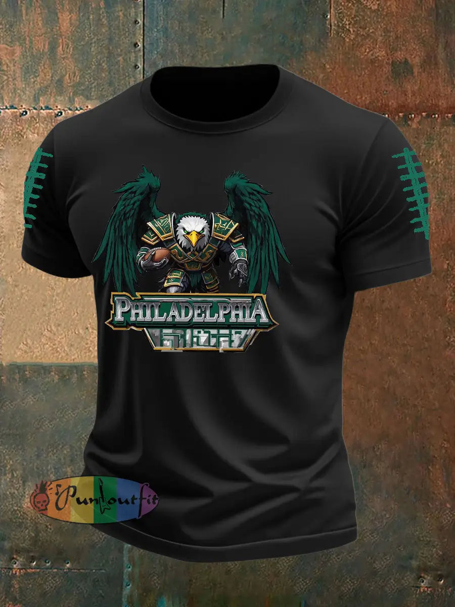 Men’s Printed Tops imitation cotton short-sleeved T-shirt Black / S