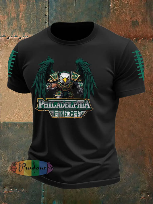 Men’s Printed Tops imitation cotton short-sleeved T-shirt Black / S
