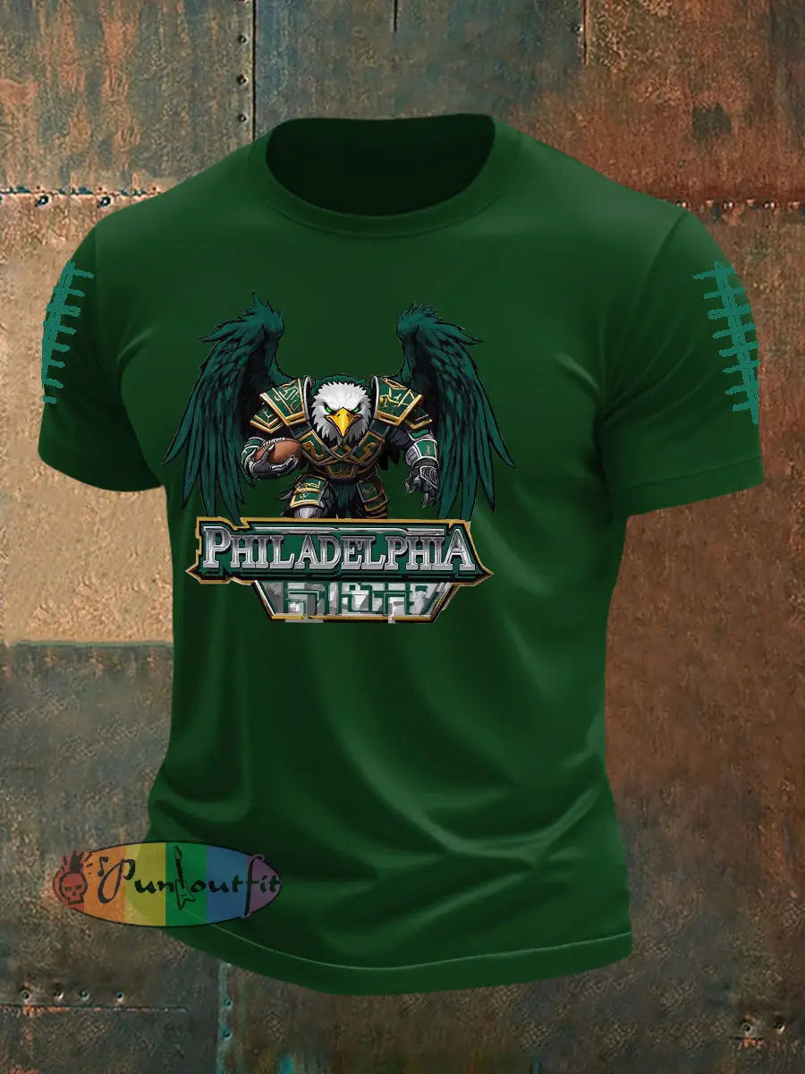 Men’s Printed Tops imitation cotton short-sleeved T-shirt Dark Green / S