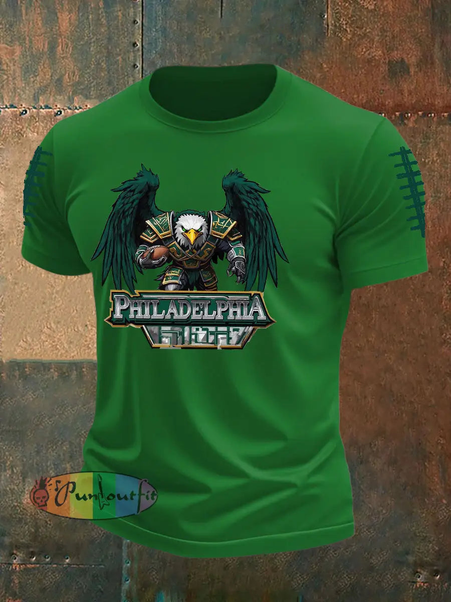 Men’s Printed Tops imitation cotton short-sleeved T-shirt Green / S