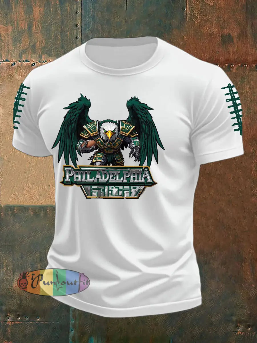 Men’s Printed Tops imitation cotton short-sleeved T-shirt White / S