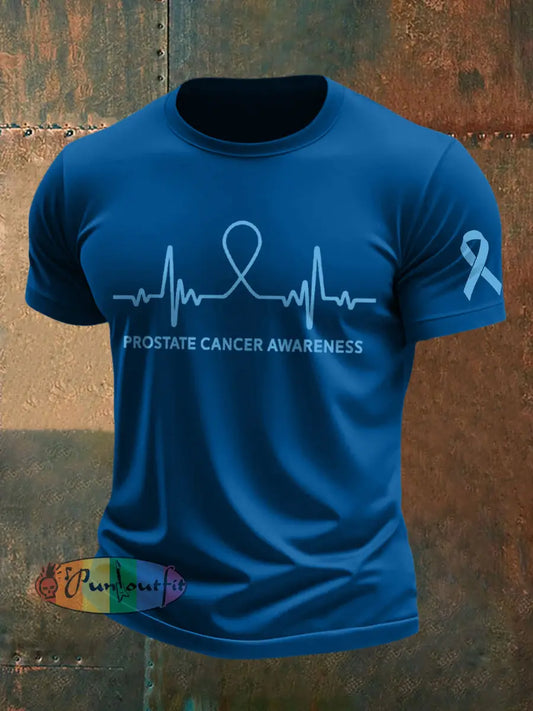 Men’s Prostate Cancer Awareness Print T Shirt Blue / S