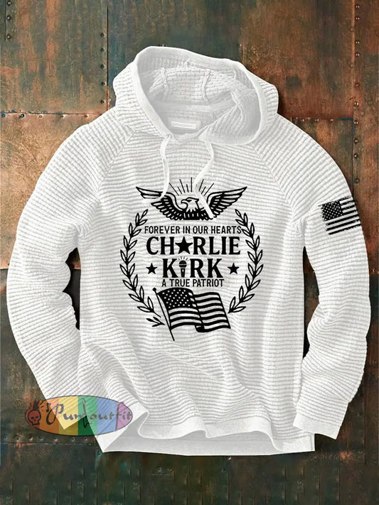 Men’s R.I.P Charlie Kirk Printed Long Sleeve Sweatshirt / Hoodie White / S