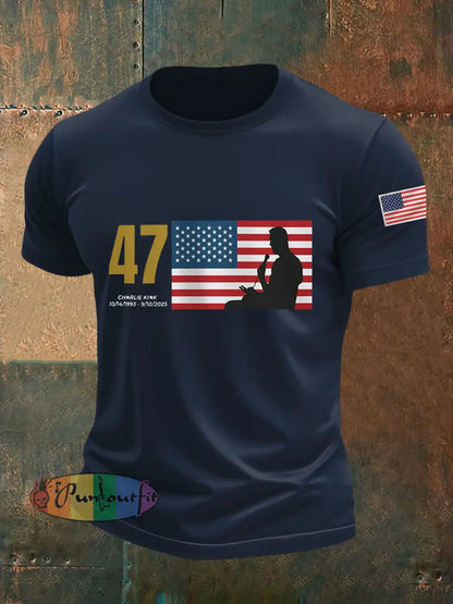Men’s R.I.P Charlie Kirk Tee Navy Blue / S