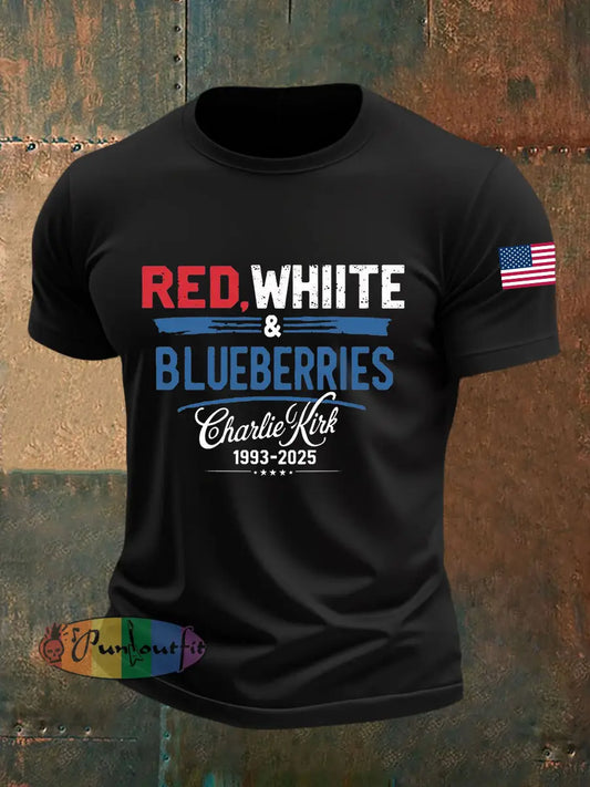 Men’s Red White Blueberries Short-sleeved T-shirt Black / S