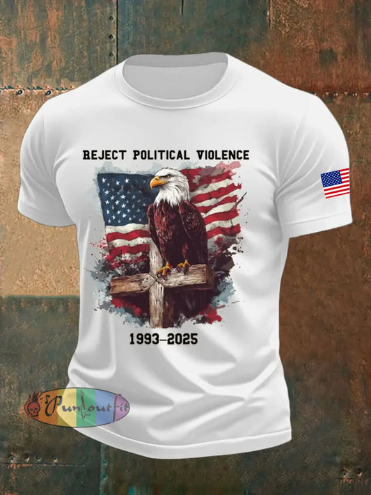 Men’s Reject Political Violence Printed T-shirt White / S