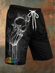 Men’s Retro 3D Skull Print Casual Shorts Black / M Shorts