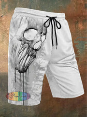 Men’s Retro 3D Skull Print Casual Shorts White / M Shorts