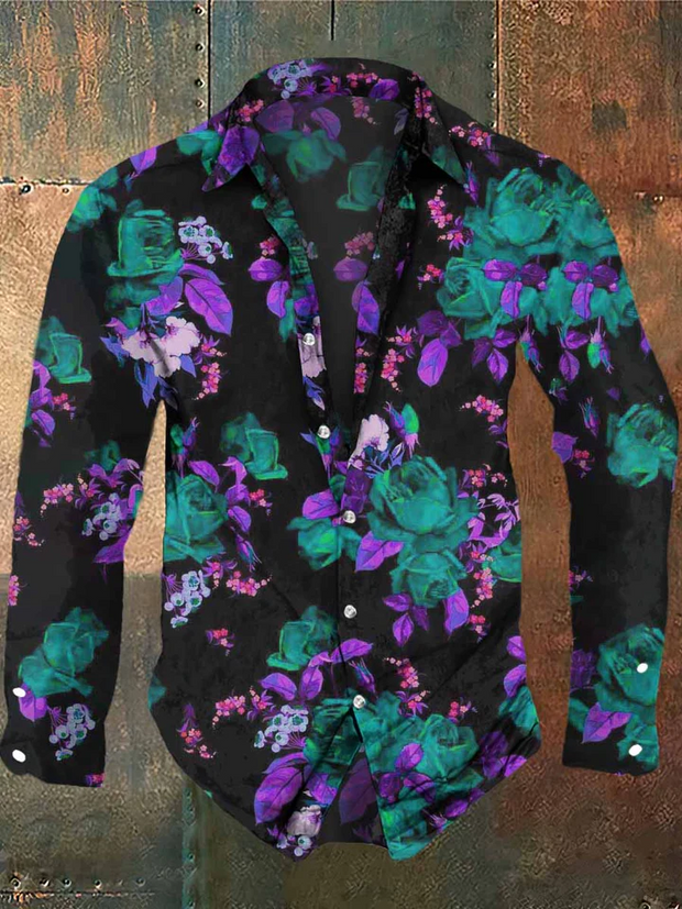 Unisex Fantasy Flowers Print Halloween Crew Neck Casual Sweatshirt