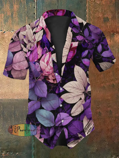 Men’s Retro Dark Style Floral Print Casual Shirt Colorful / S