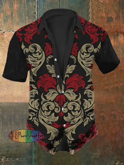 Men’s Retro Palace Skull Short Sleeve Shirt Colorful / S