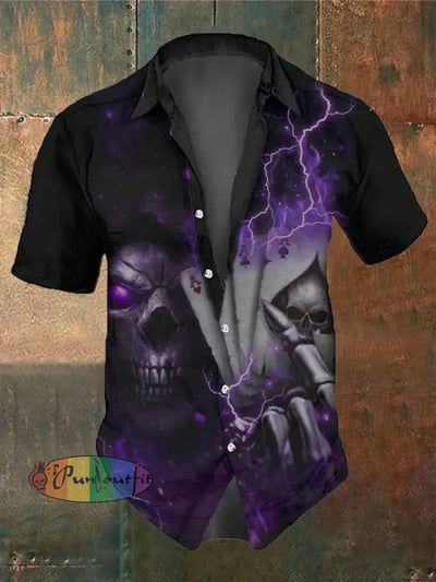 Men’s Skull Faith Vintage Short Sleeve Shirt Multicolor / S Shirts