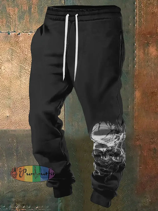 Men’s Skull Halloween Print Sweatpants Black / S