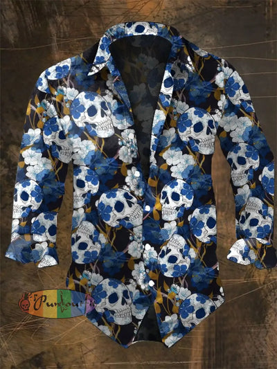 Men‘s Skull Print Long Sleeve Shirt Multicolor / S