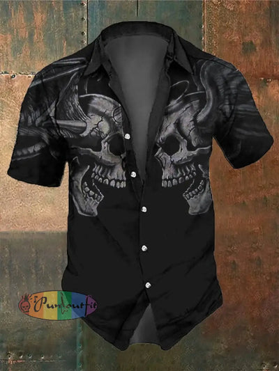Men’s Skull Vintage Short Sleeve Shirt Multicolor / S Shirts