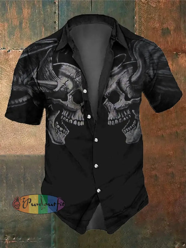 Men’s Skull Vintage Short Sleeve Shirt Multicolor / S Shirts