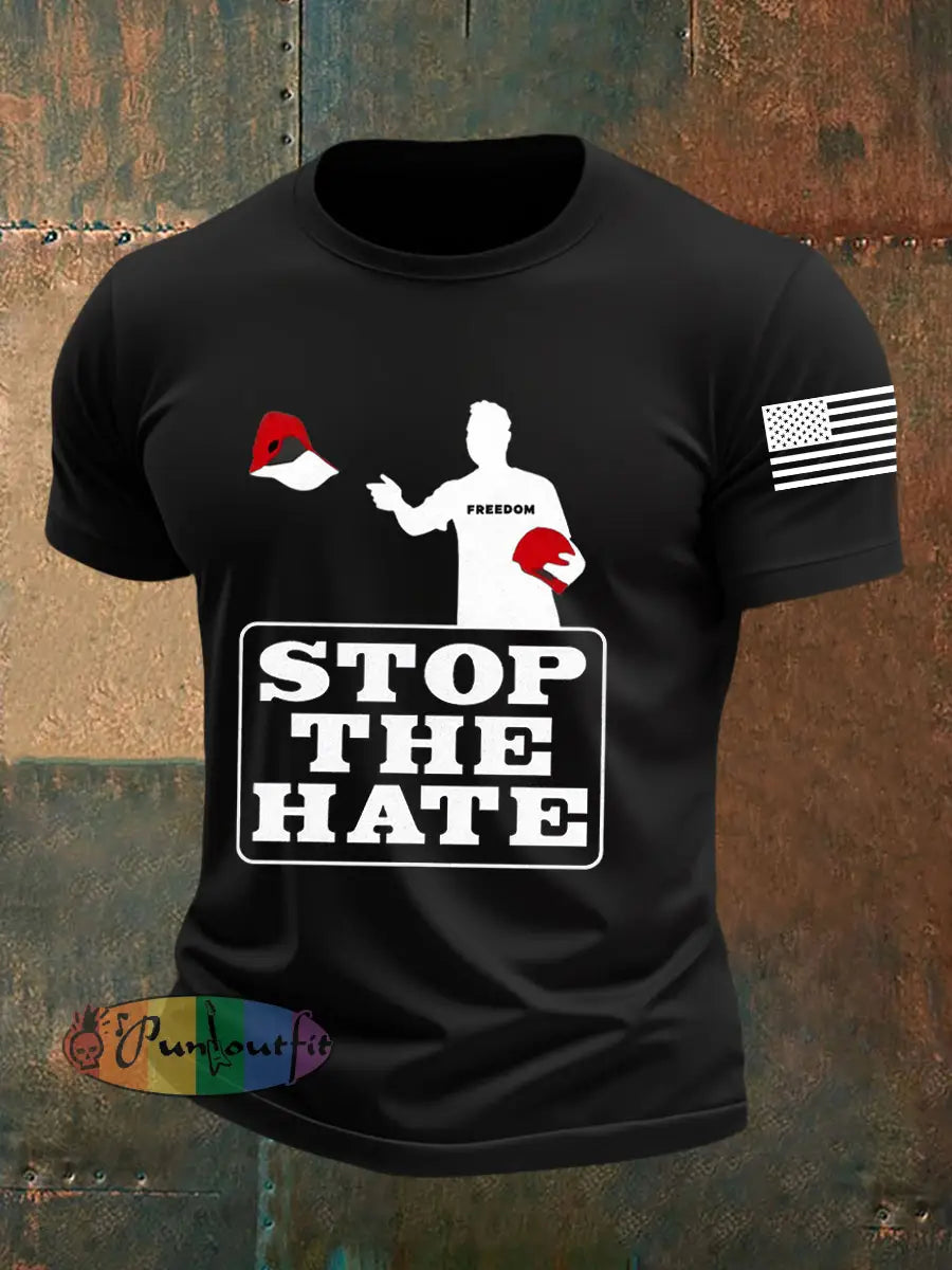 Men’s Stop The Hate Print short-sleeved T-shirt Black / S