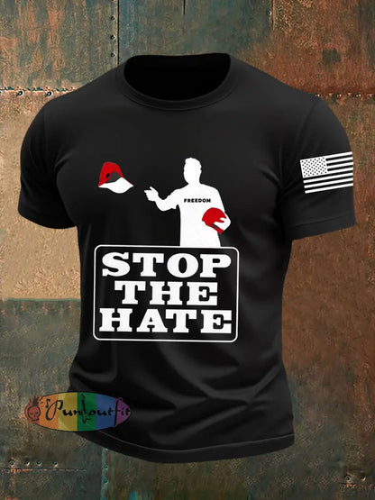Men’s Stop The Hate Print short-sleeved T-shirt Black / S