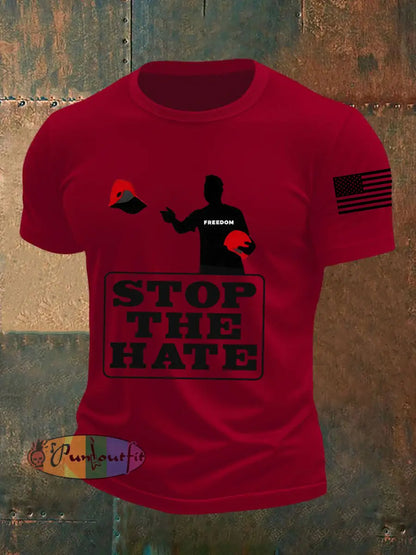 Men’s Stop The Hate Print short-sleeved T-shirt Deep Red / S