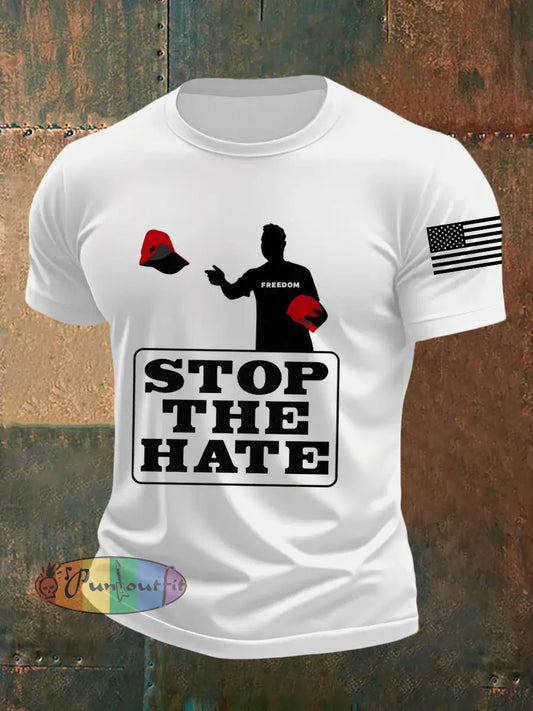 Men’s Stop The Hate Print short-sleeved T-shirt White / S