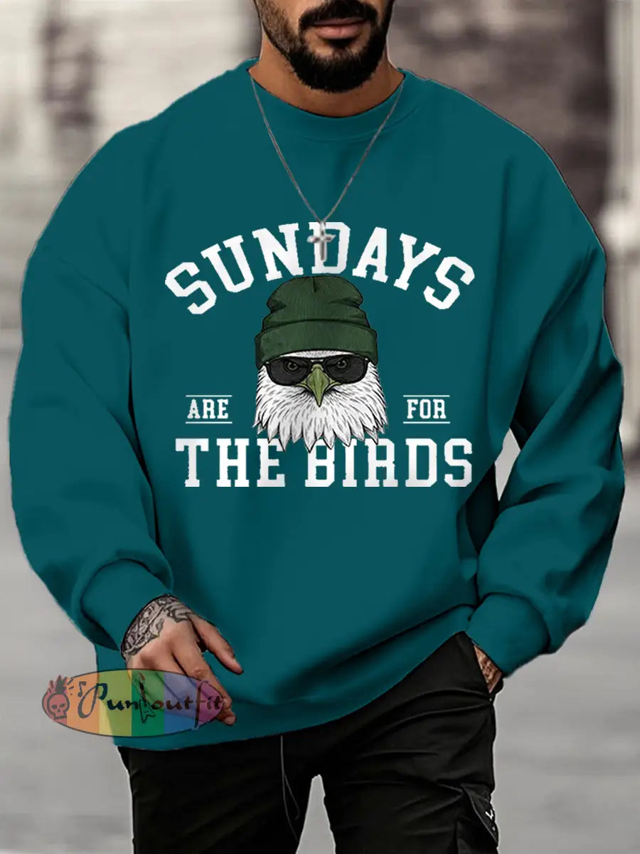 Men’s Sundays Are For The Birds Football Fans Lovers Gameday Casual Sweatshirt Blue Green / S