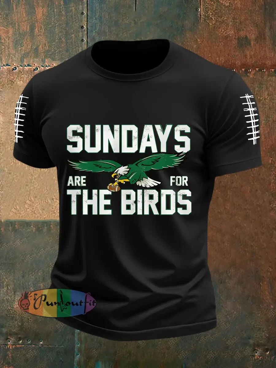 Men’s Sundays Are For The Birds Football Fans Lovers Gameday Casual Tee Black / S