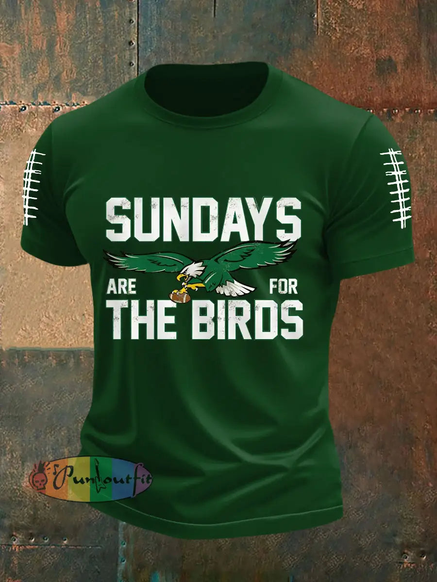 Men’s Sundays Are For The Birds Football Fans Lovers Gameday Casual Tee Dark Green / S