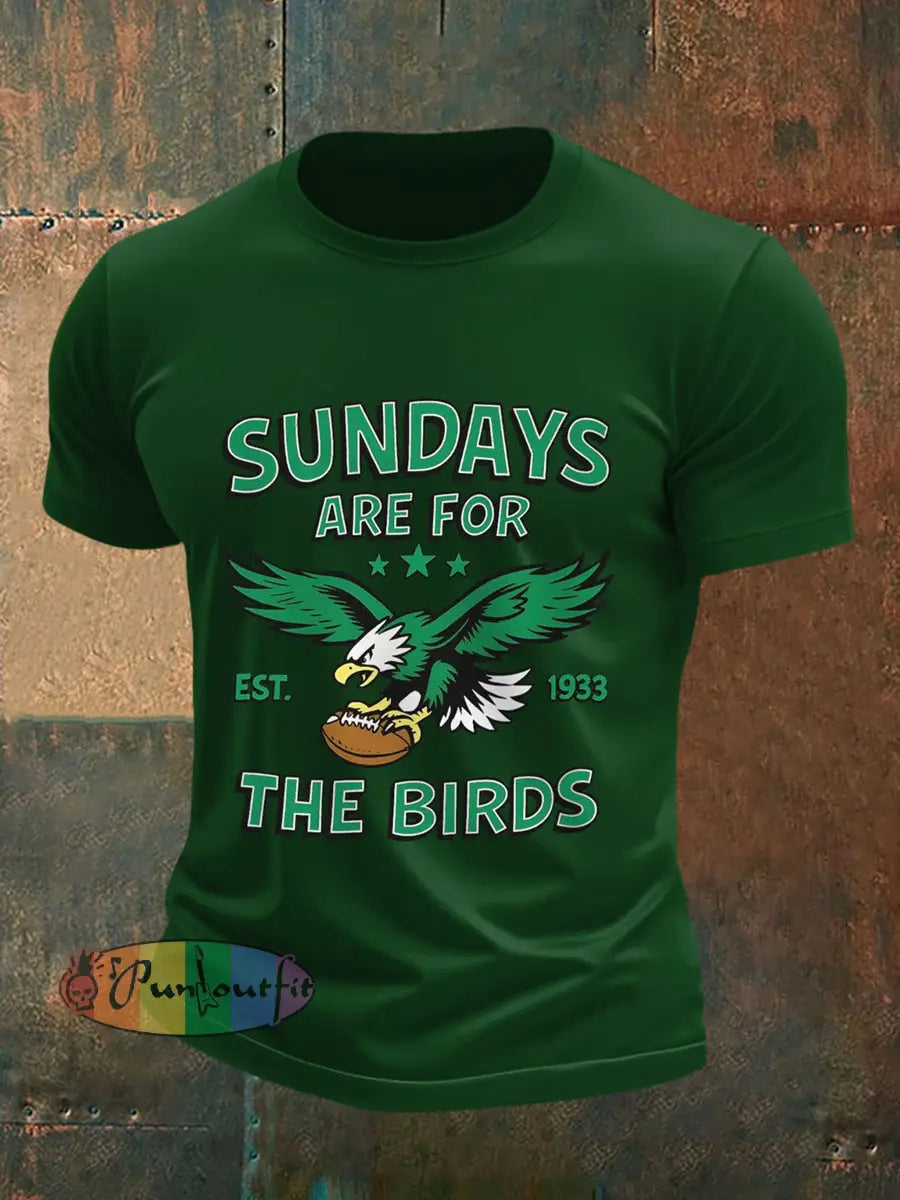 Men’s Sundays Are For The Birds Football Fans Lovers Gameday Casual Tee Dark Green / S