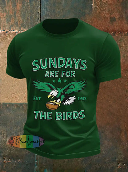 Men’s Sundays Are For The Birds Football Fans Lovers Gameday Casual Tee Dark Green / S