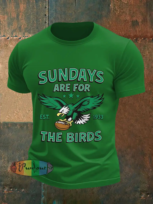 Men’s Sundays Are For The Birds Football Fans Lovers Gameday Casual Tee Green / S