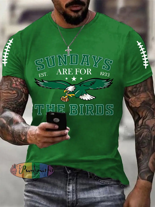 Men’s Sundays Are For The Birds Football Fans Lovers Gameday Casual Tee Green / S
