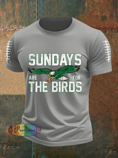 Men’s Sundays Are For The Birds Football Fans Lovers Gameday Casual Tee Light Gray / S