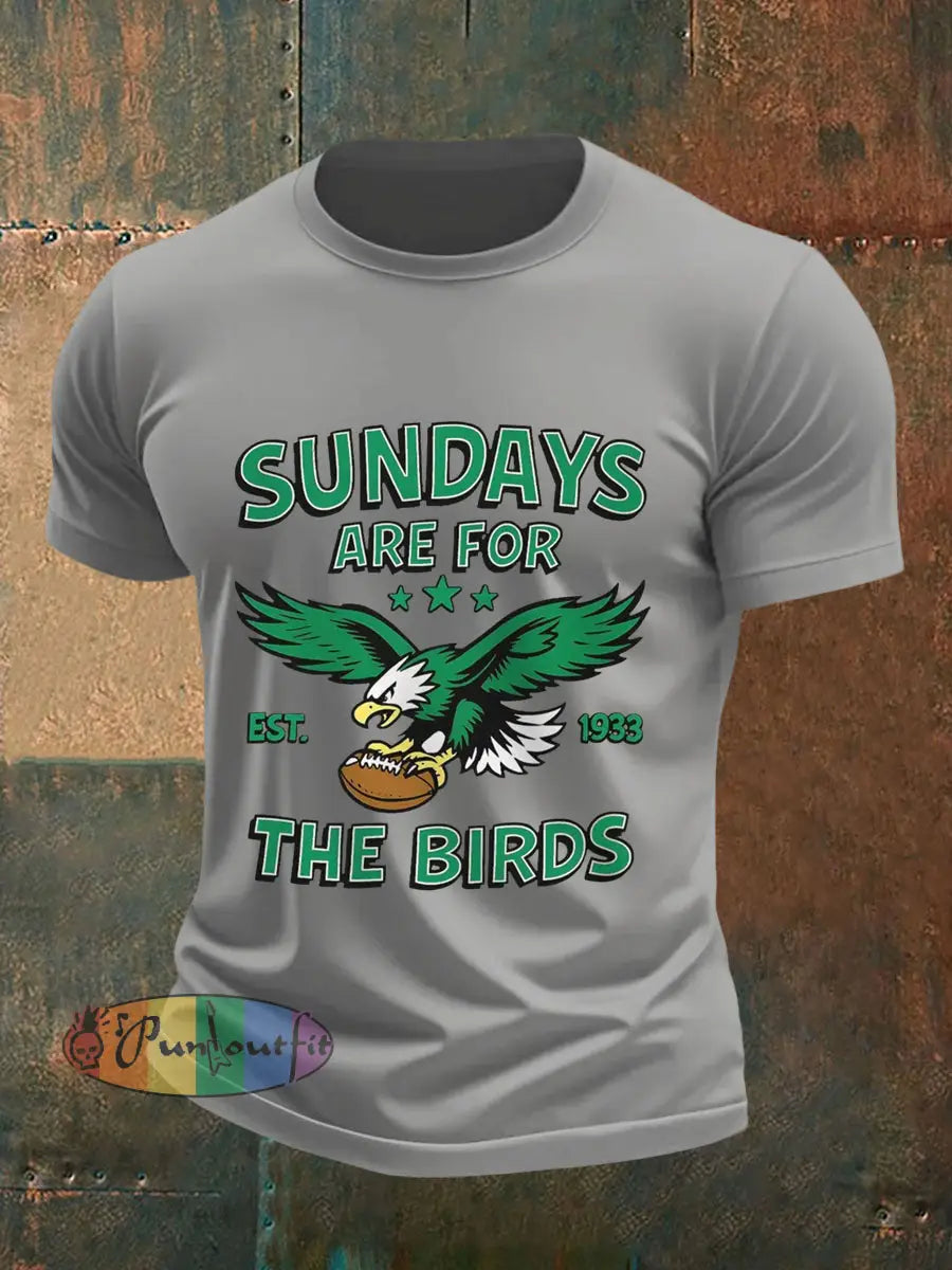 Men’s Sundays Are For The Birds Football Fans Lovers Gameday Casual Tee Light Gray / S