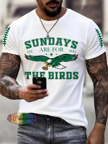 Men’s Sundays Are For The Birds Football Fans Lovers Gameday Casual Tee White / S