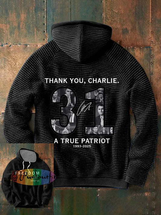 Men’s Thank You Charlie 31 True Patriot Printed Hoodie Black / S