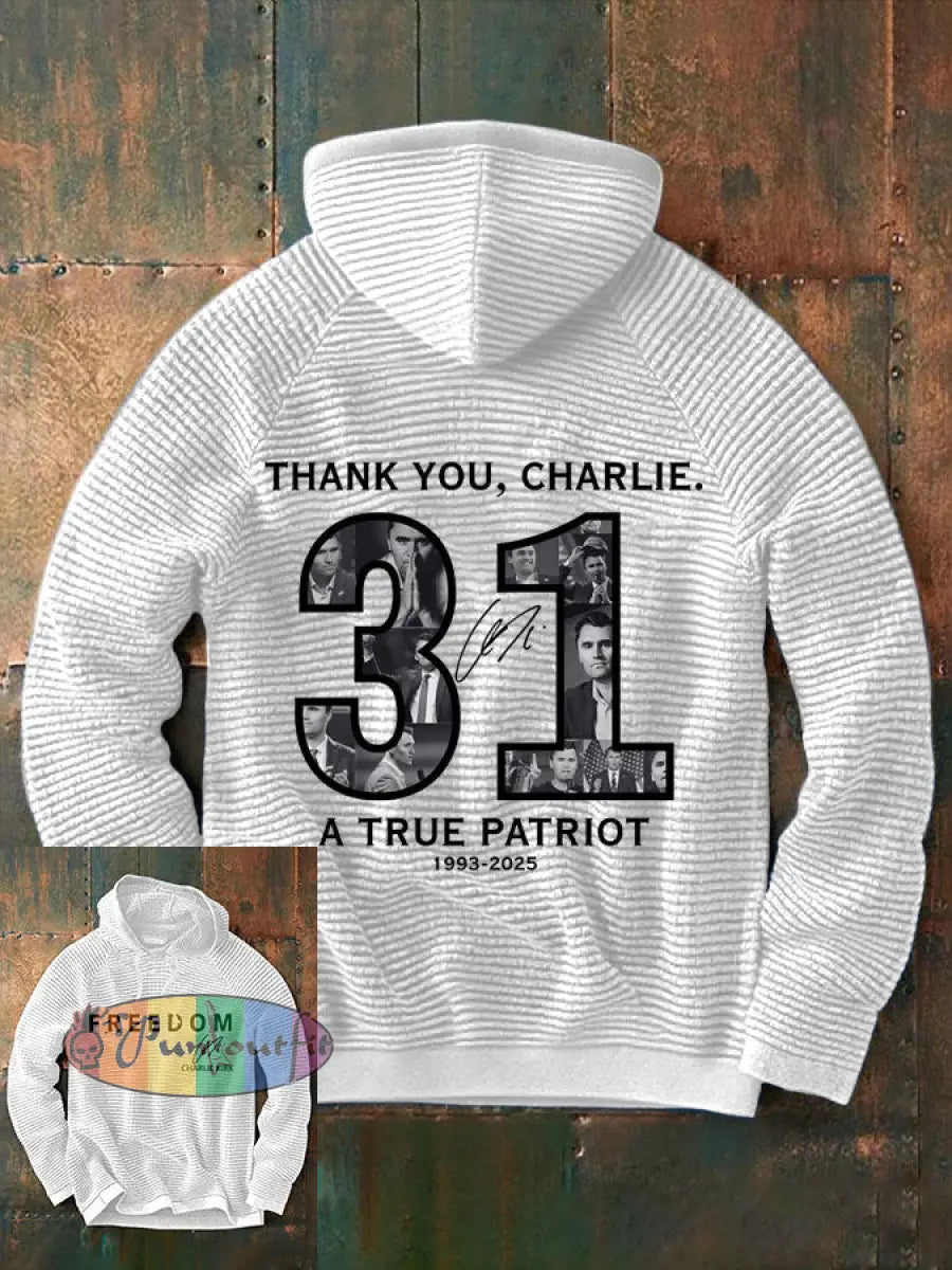 Men’s Thank You Charlie 31 True Patriot Printed Hoodie White / S