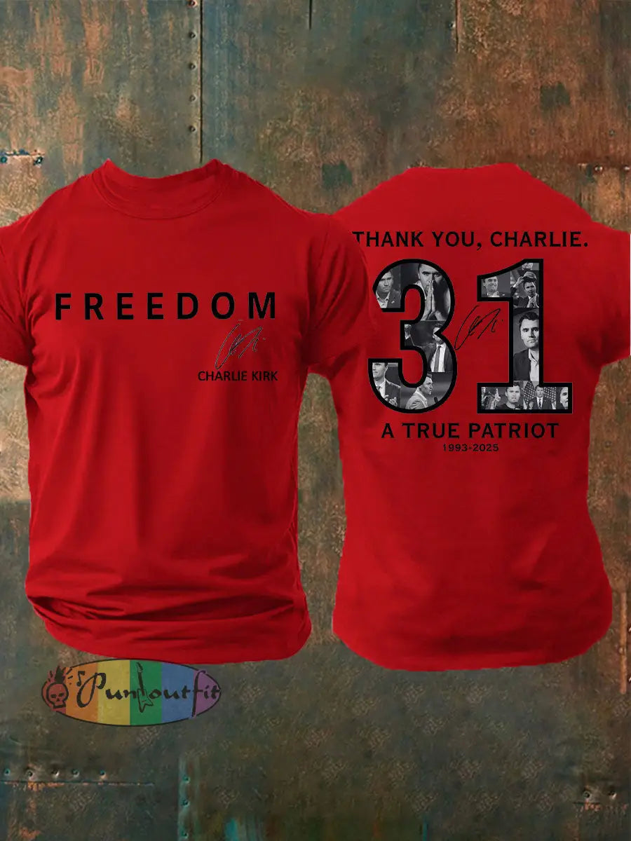 Men’s Thank You Charlie 31 True Patriot Printed T-Shirt Pure Red / S