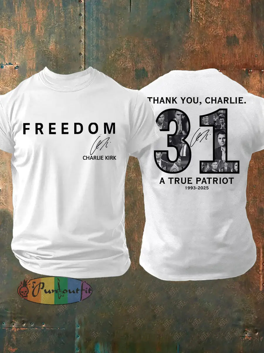 Men’s Thank You Charlie 31 True Patriot Printed T-Shirt White / S