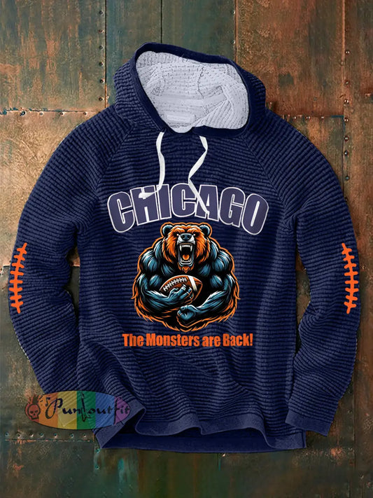 Men’s The Monsters Are Back! Football Fans Lovers Gameday Casual Hoodie Navy Blue / S