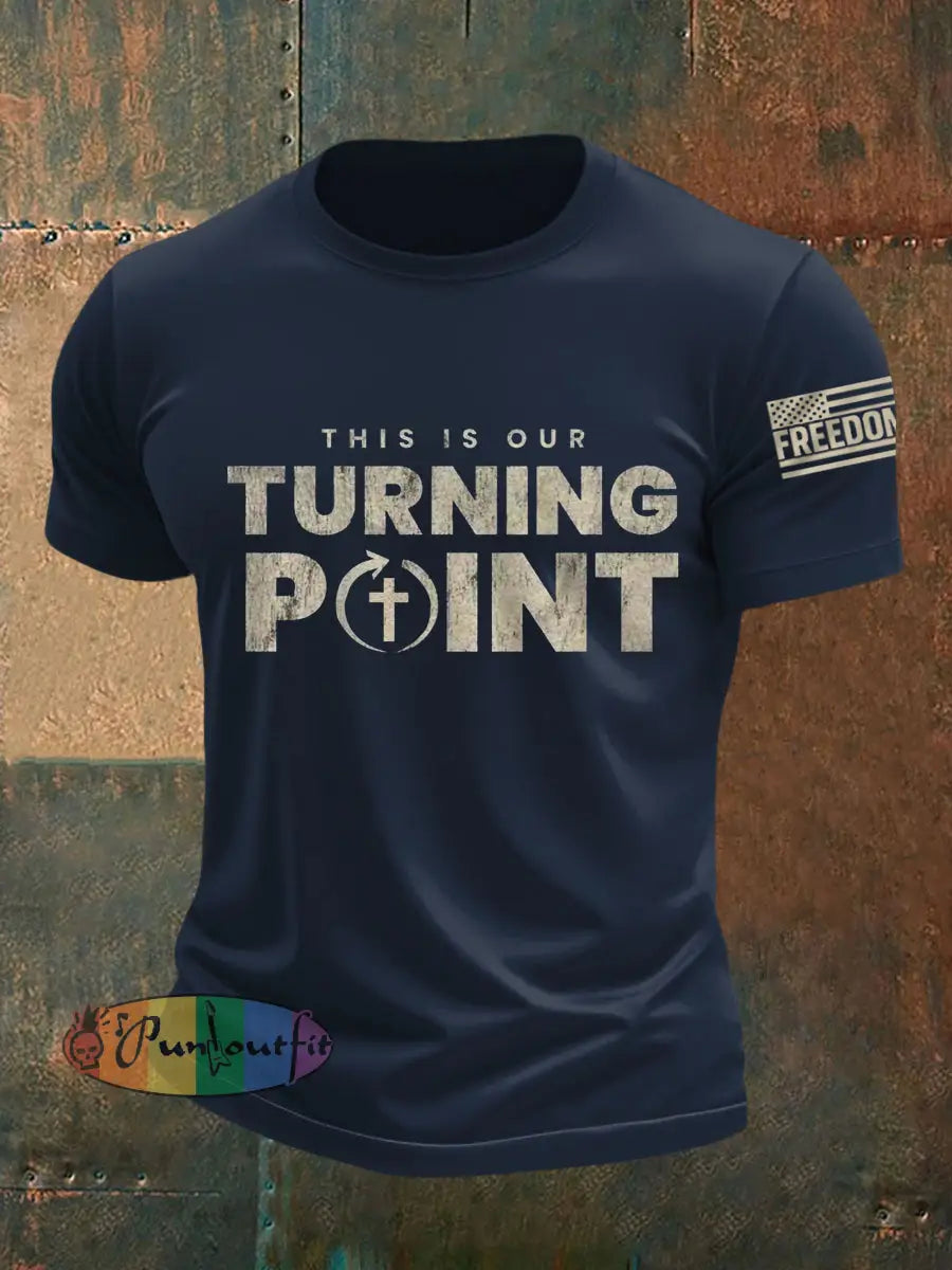 Men’s This Is Our Turning Point R.I.P Charlie Kirk Tee Navy Blue / S