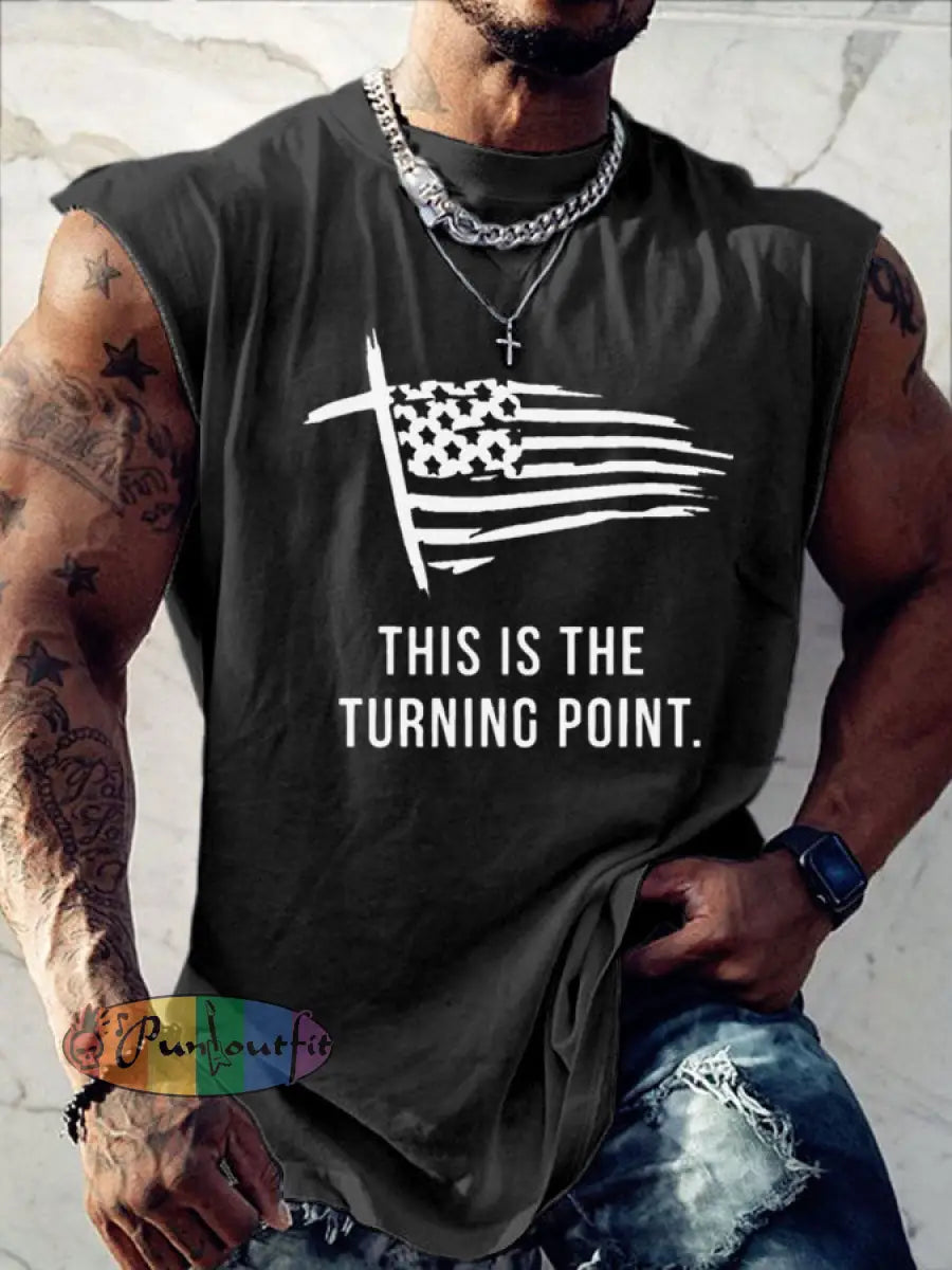 Men’s This Is The Turning Point Printed T-shirt Vests Dark Gray / S
