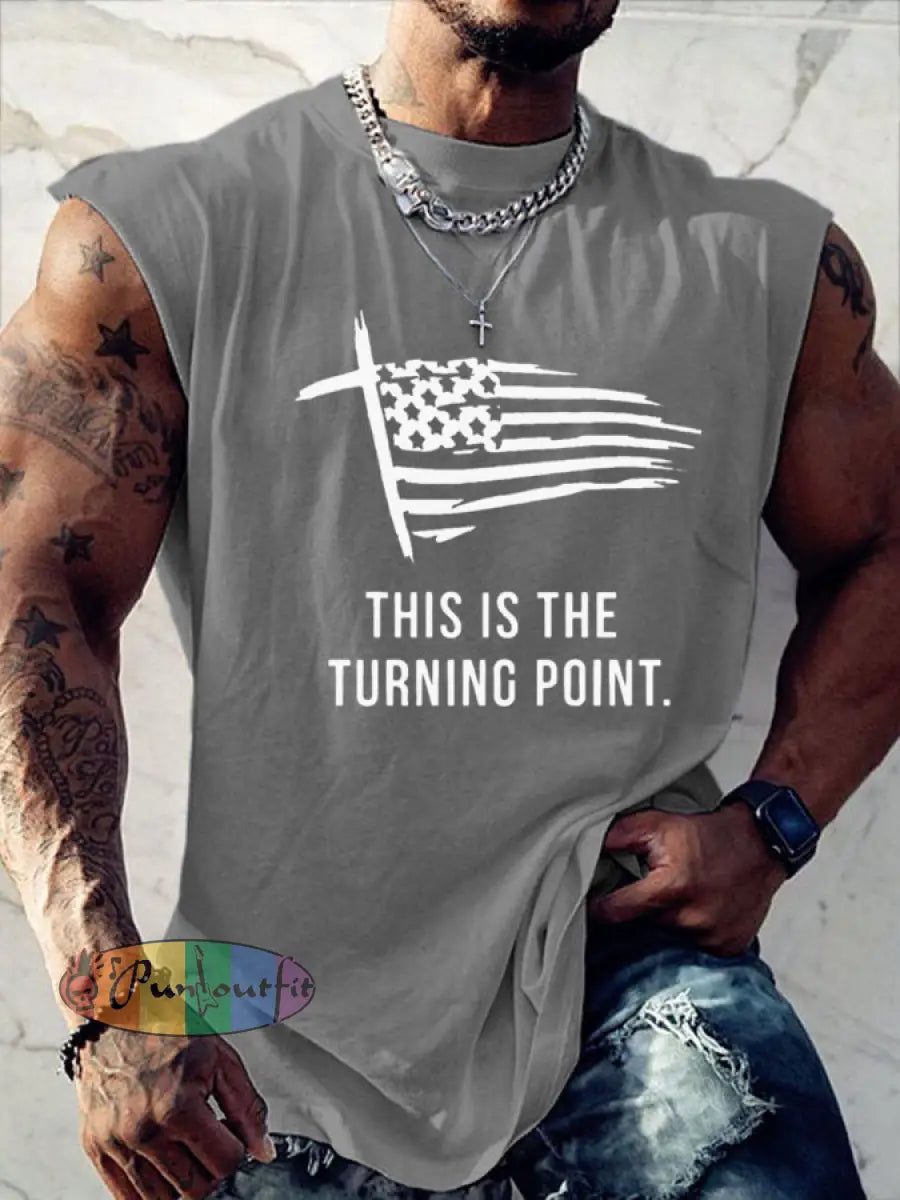 Men’s This Is The Turning Point Printed T-shirt Vests Light Gray / S