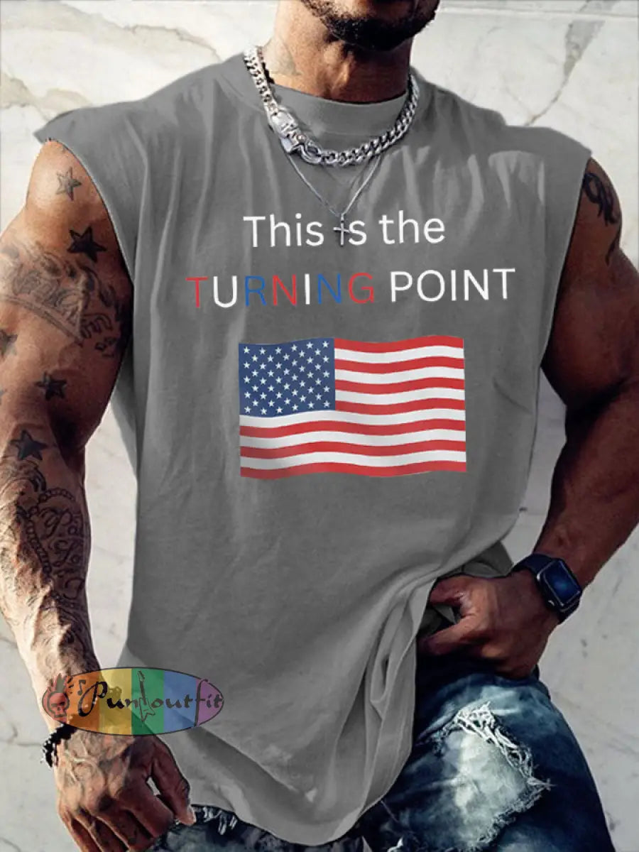 Men’s This Is The Turning Point Printed T-shirt Vests Light Gray / S