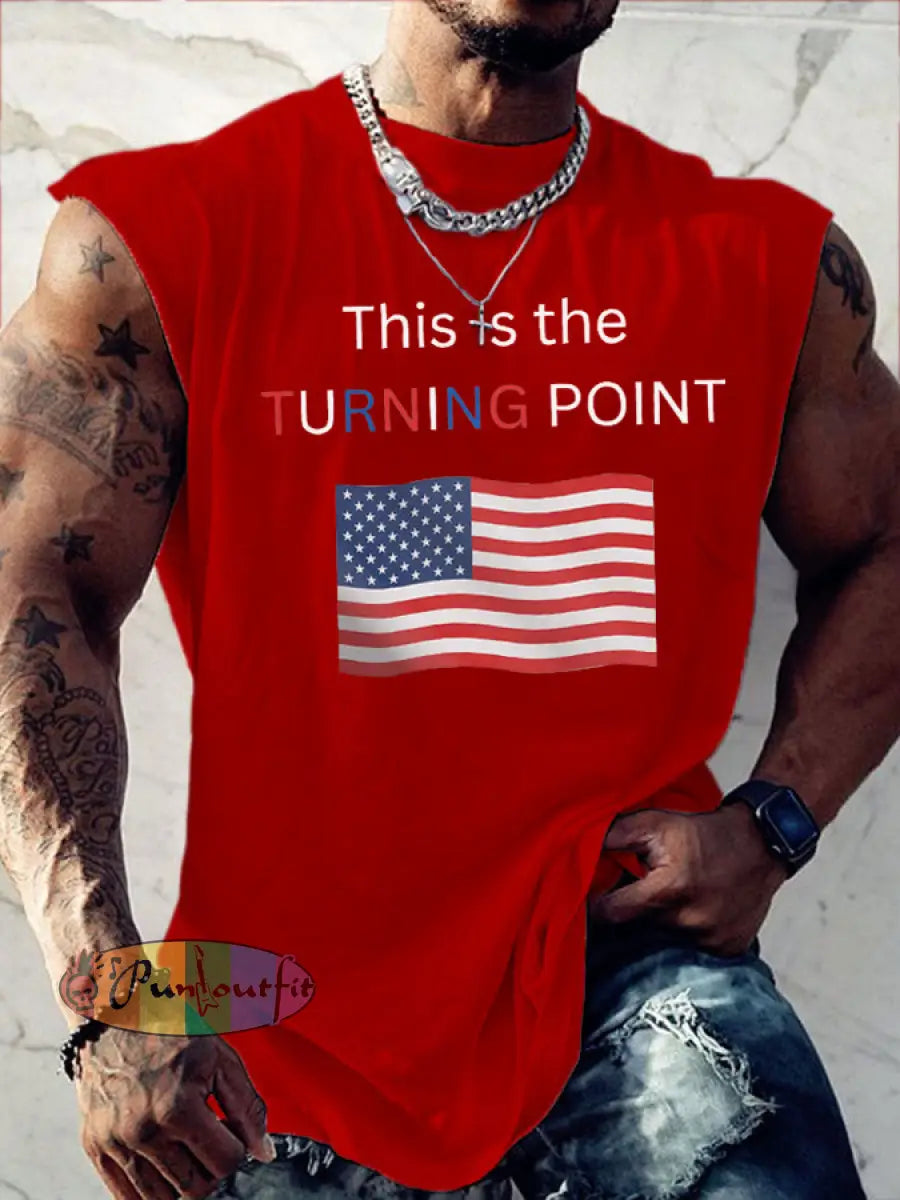 Men’s This Is The Turning Point Printed T-shirt Vests Red / S