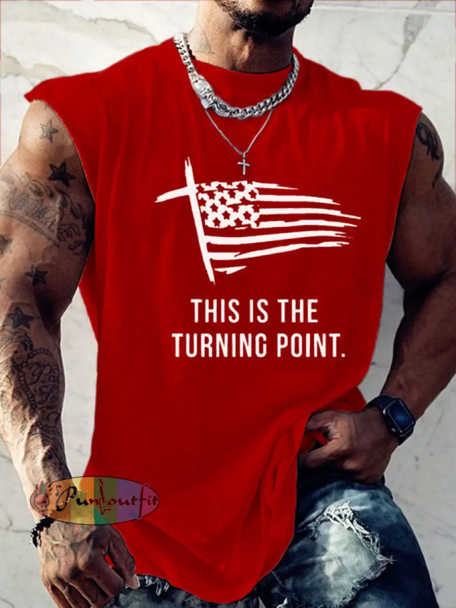 Men’s This Is The Turning Point Printed T-shirt Vests Red / S